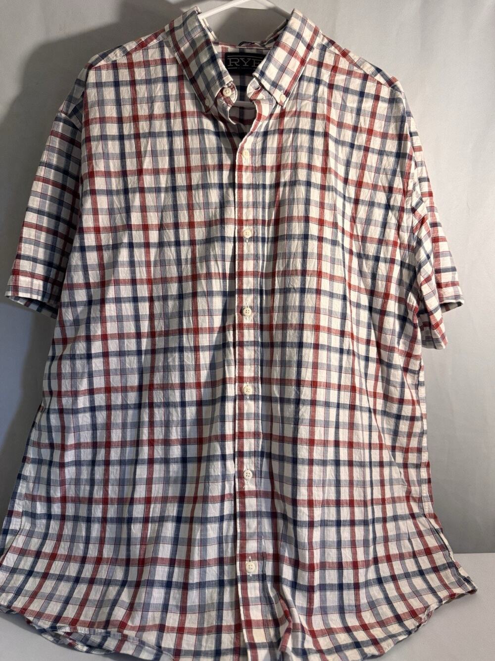 Rye by Hawker Mens Short Sleeve Plaid Button Down Shirt Size XXL Y10